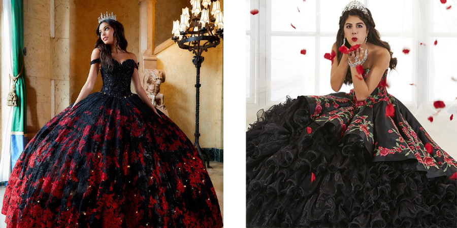 Striking a Pose: The Allure of Red, Black, and White Quinceañera Dresses
